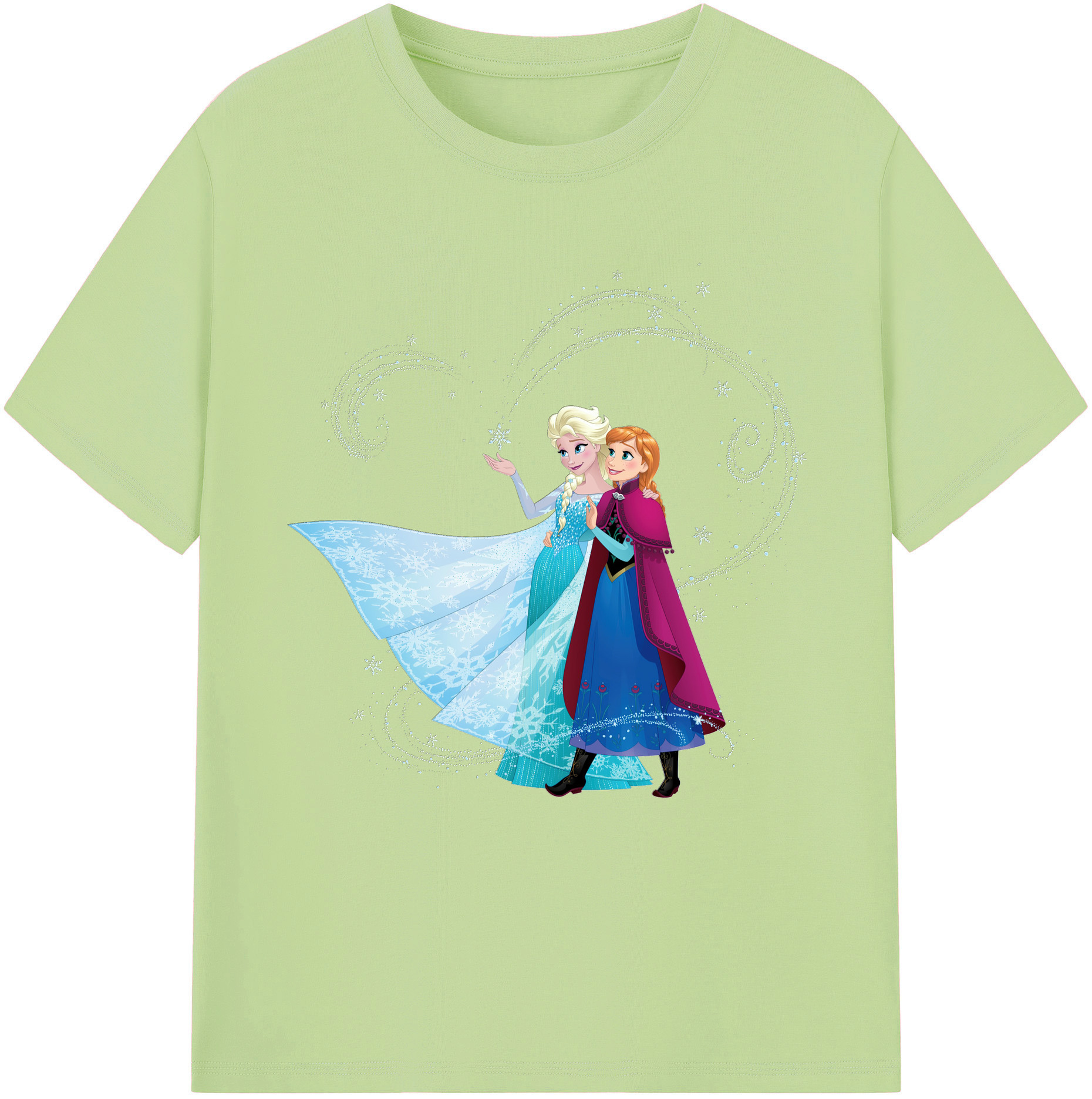 （画像用） アナと雪の女王 アンナ エルサ Frozen Anna Elsa 綿100％半袖Tシャツ（フロントプリント）